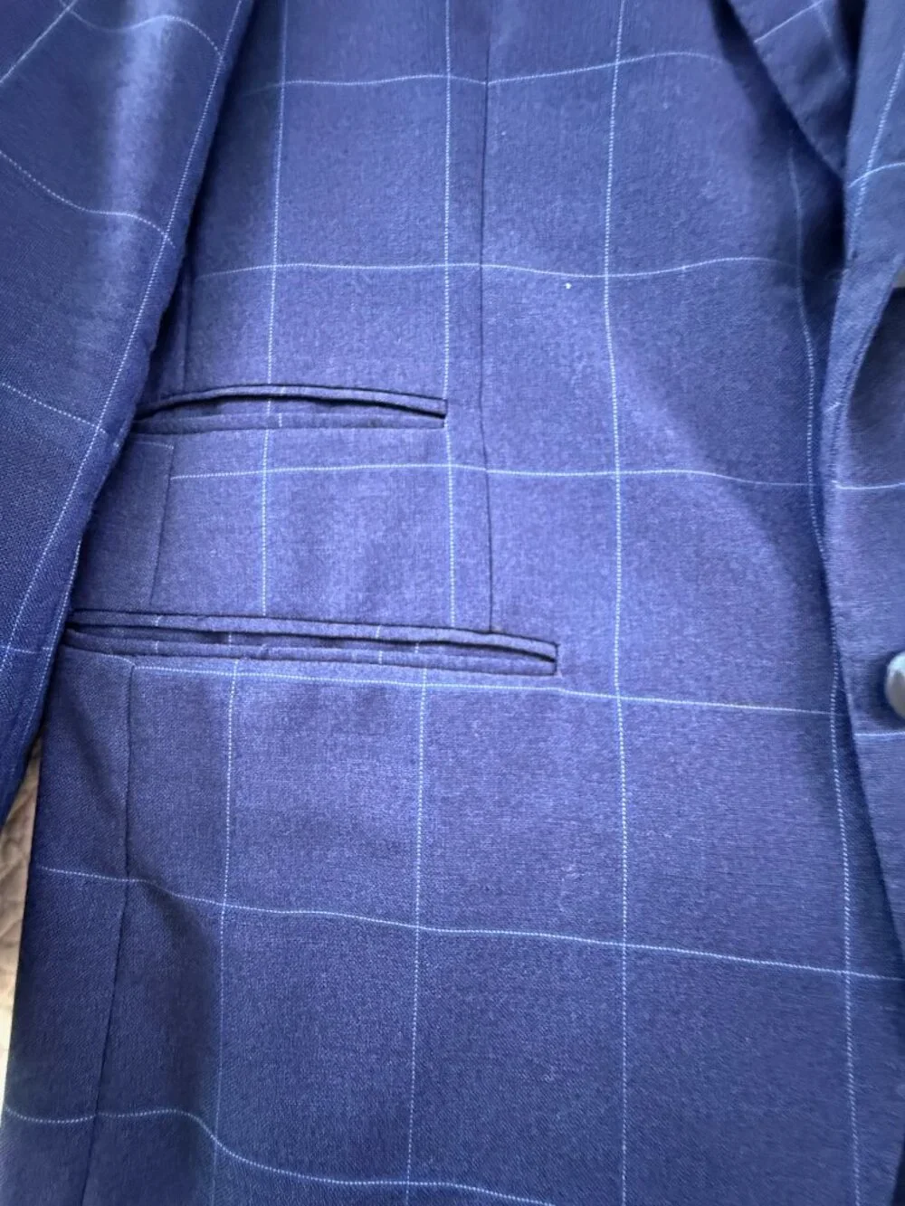 Phinneas Cole Paul Stuart All Year Wool Window Pane Suit in Navy Sz 40R 34W